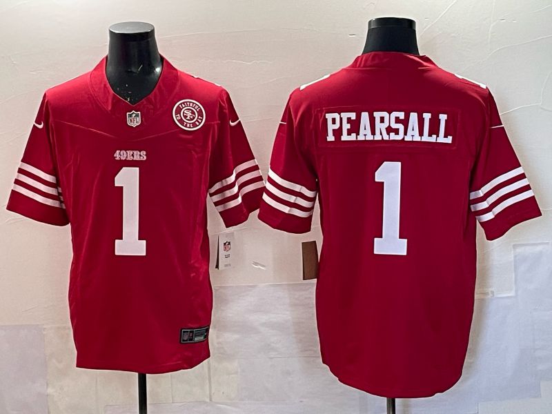 Men 2025 San Francisco 49ers #1 Pearsall red 3th generation Nike Limited NFL Jersey style  006
